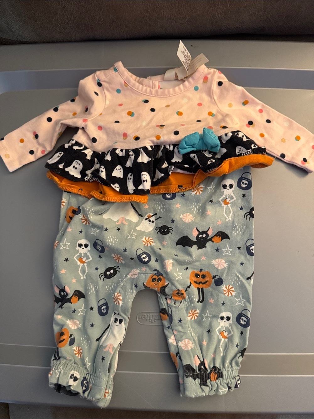Matilda Jane Pink Polka and Halloween Print One-Piece